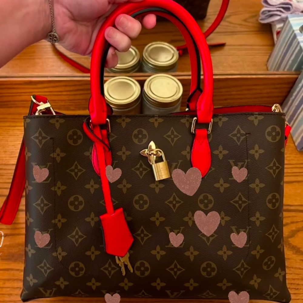 NWT Brown & Red Handbag w/ Gold Accents